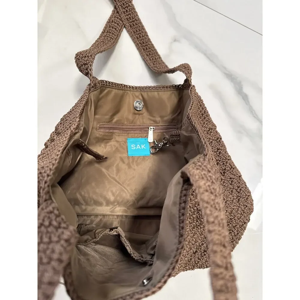 The SAk Brown Crochet Shoulder Purse Handbag Bag - Picture 9 of 15